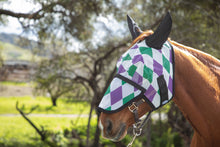 Racer Harlequinn Fly Mask with Ears and Detachable Nose