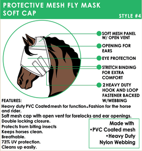 CROWS Mesh Fly Mask W/ Binding/ 2 Closure Stretch Top Panel